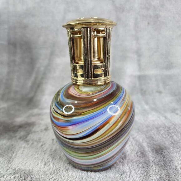 Vintage Una alla volta Fragrance Glass Swirl Oil Lamp One at a time Brass Lid - Picture 1 of 12